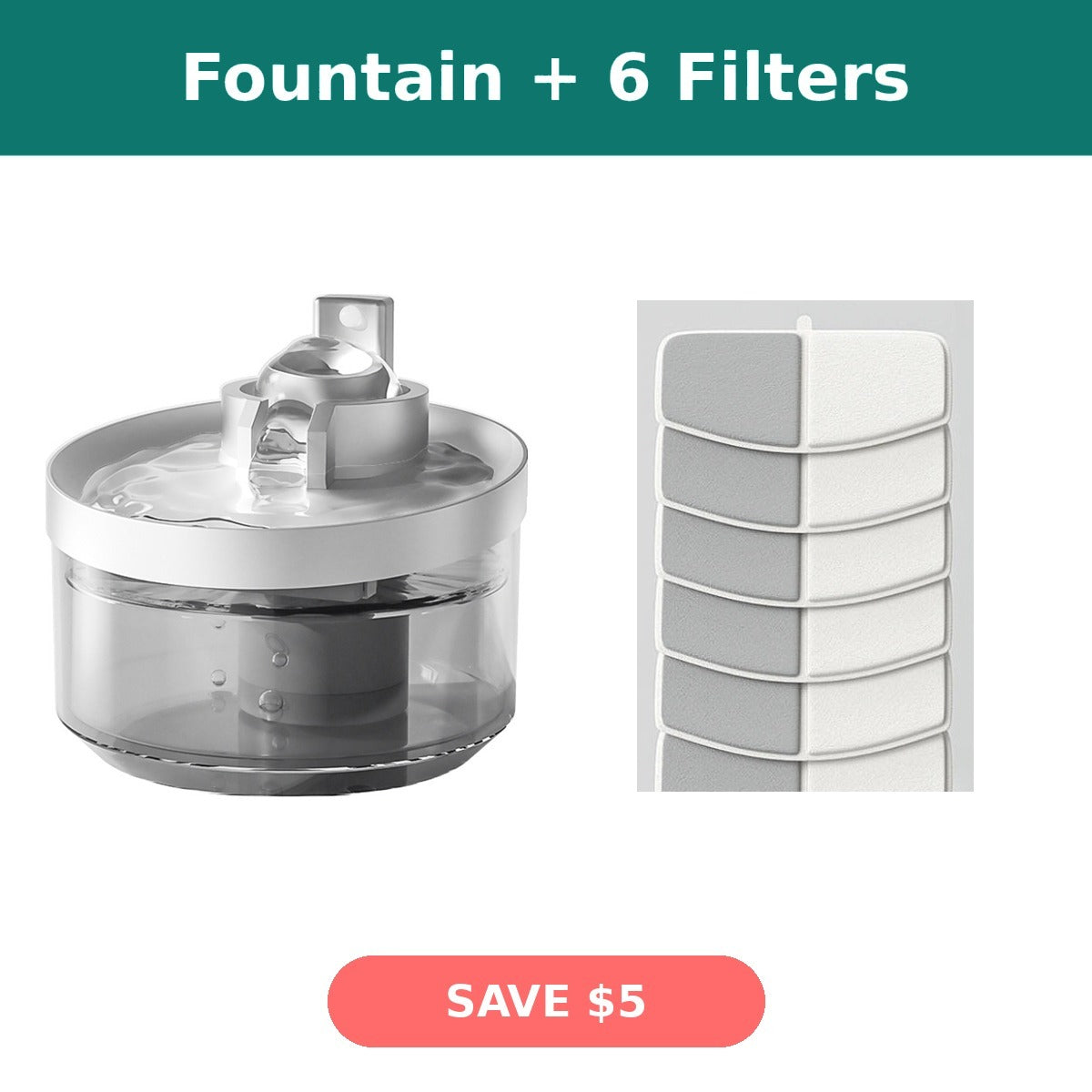PawFlow Fountain + Filter 6-Pack Bundle